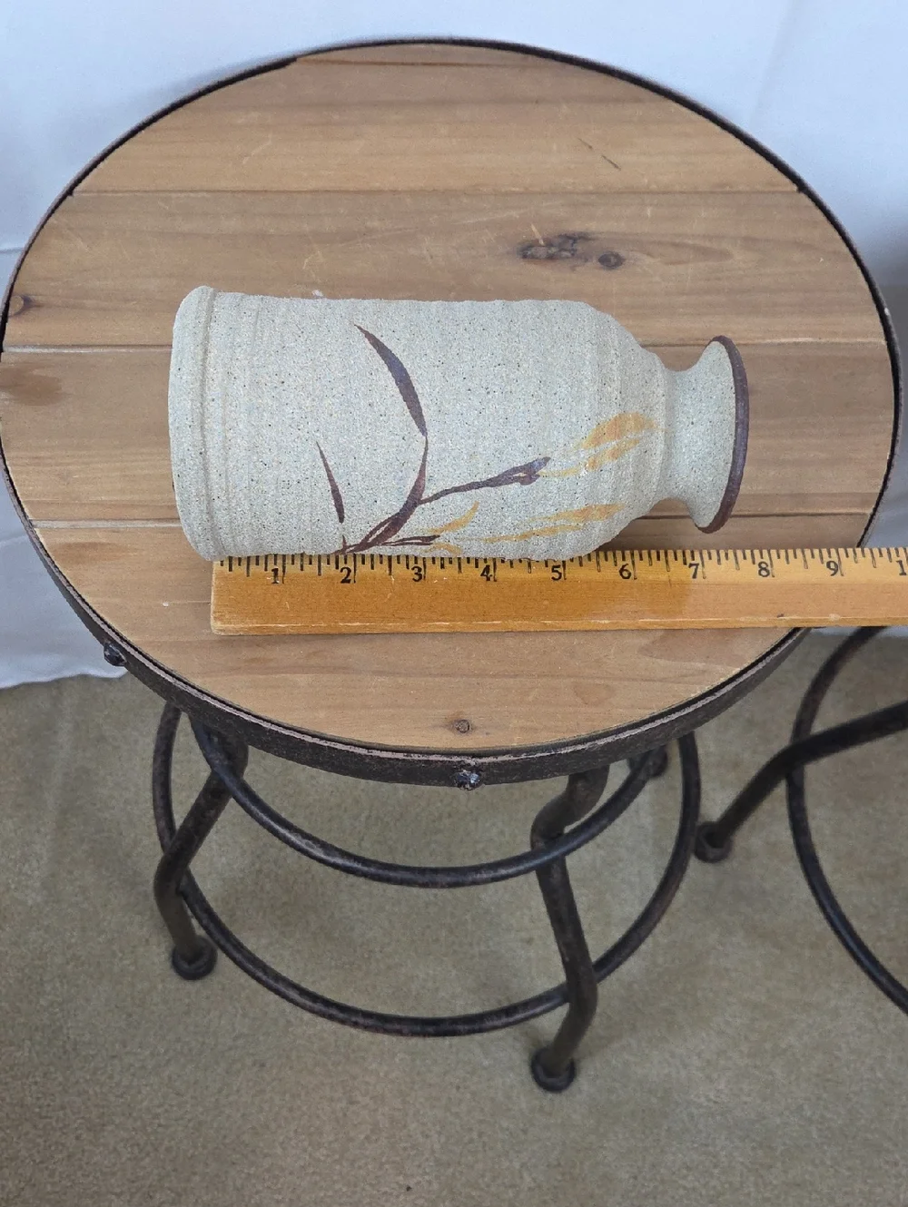 Handcrafted Sandstone Ceramic Vase in Beige and Brown
